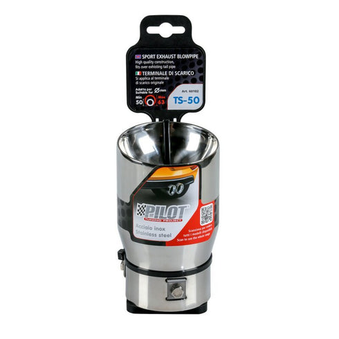 Ornament toba esapament TS-50 din otel inoxidabil lustruit sunet sport racordare Ø50-63mm